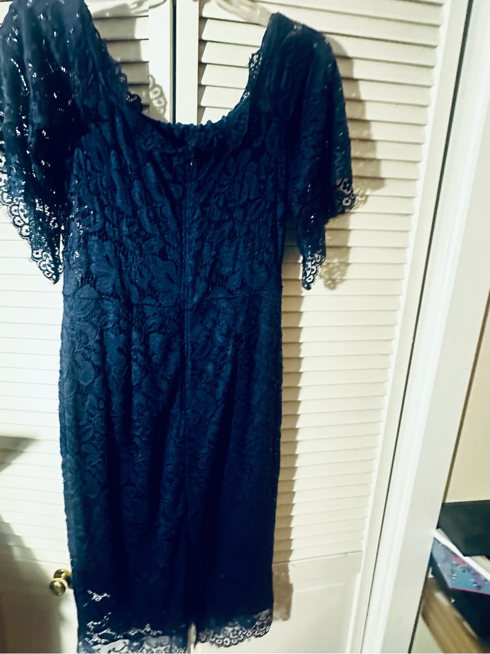 Grace Karin Navy Lace Midi Dress with Short Sleeves